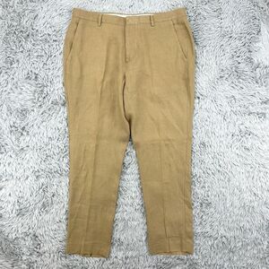 Murano Baird McNutt Pants‎ Men's 37.5x29.5 Khaki 100% Linen Flat Front Preppy